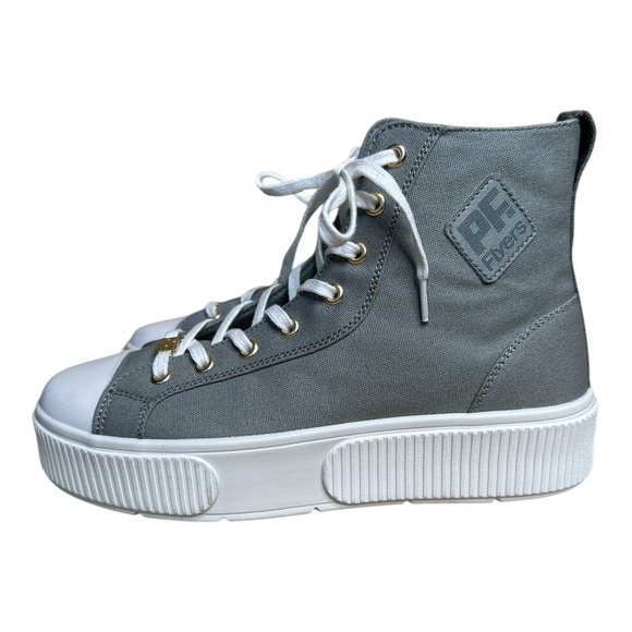 PF Flyers Sage Gray Allston Canvas High Top Retro Platform Sneaker Womens 9 NWOB - Picture 1 of 9
